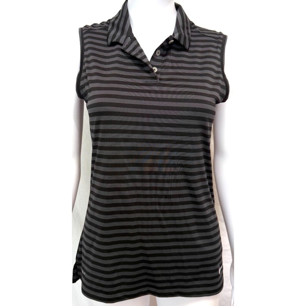 Nike Golf Dri-Fit Women's Size Small Black & Gray Sleeveless Collard Golf Shirt
